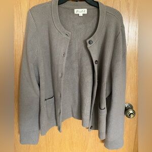Marled Taupe Button-Front Cardigan Sweater